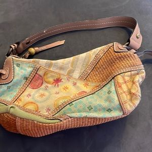 2 for 20 🎉 Fossil Patchwork Mixed Media Purse